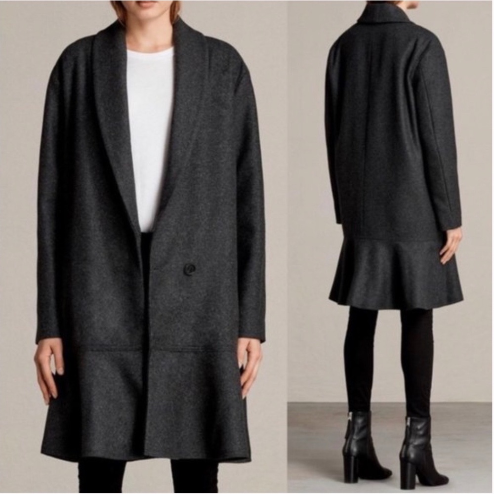 All Saints Charcoal Women's Trench Coat